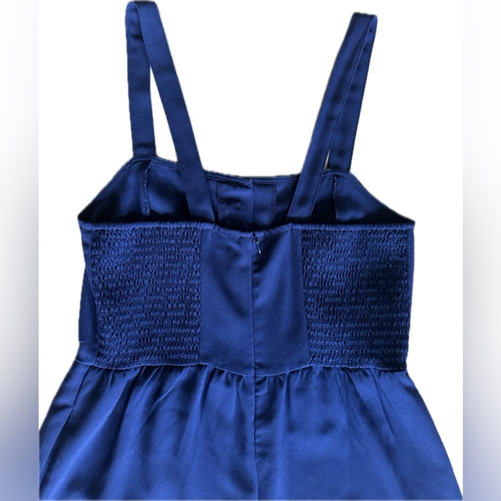 Madewell Navy Blue Smocked Button-Front Crop Jumpsuit - Picture 11 of 14